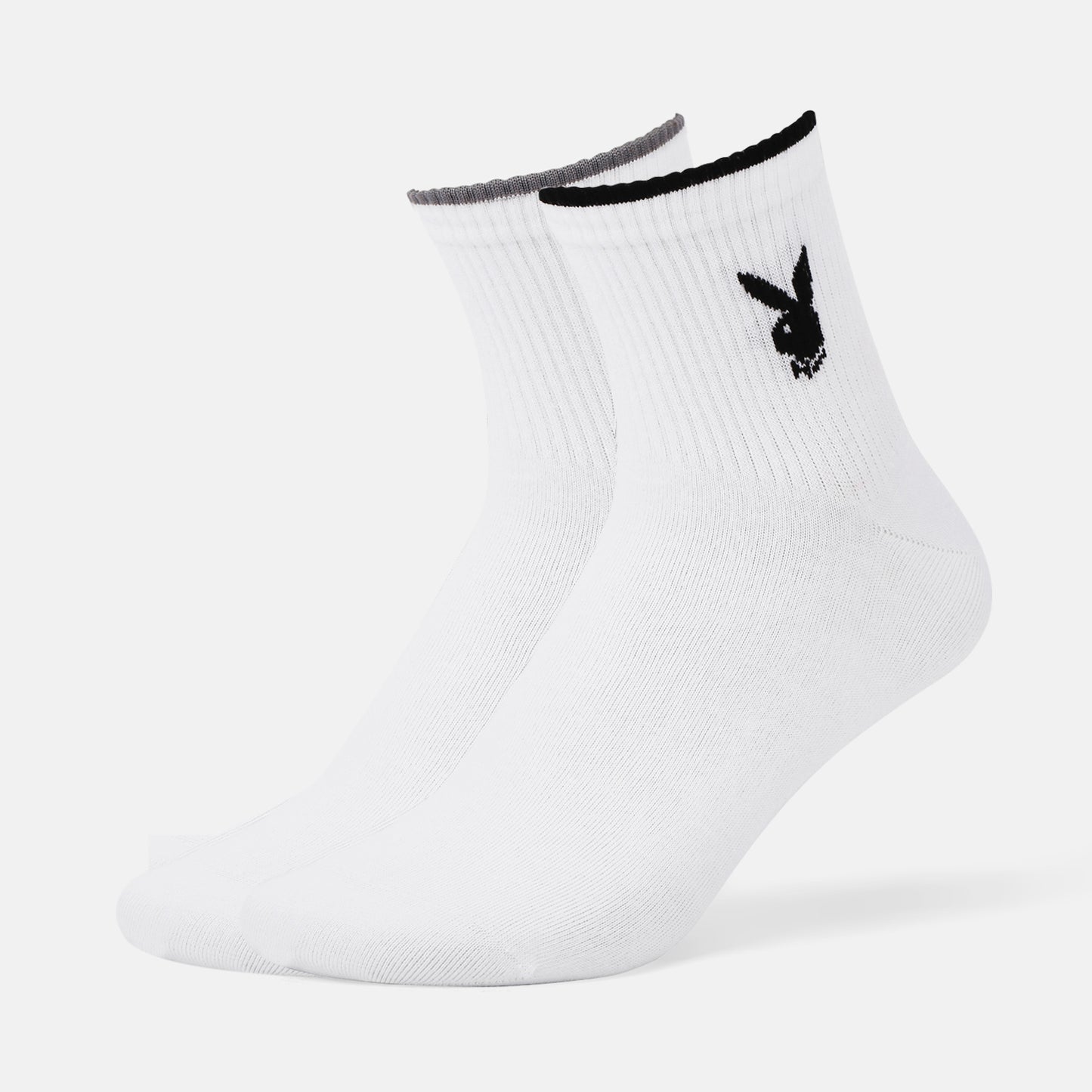 Men’s Playboy White High Ankle Socks
