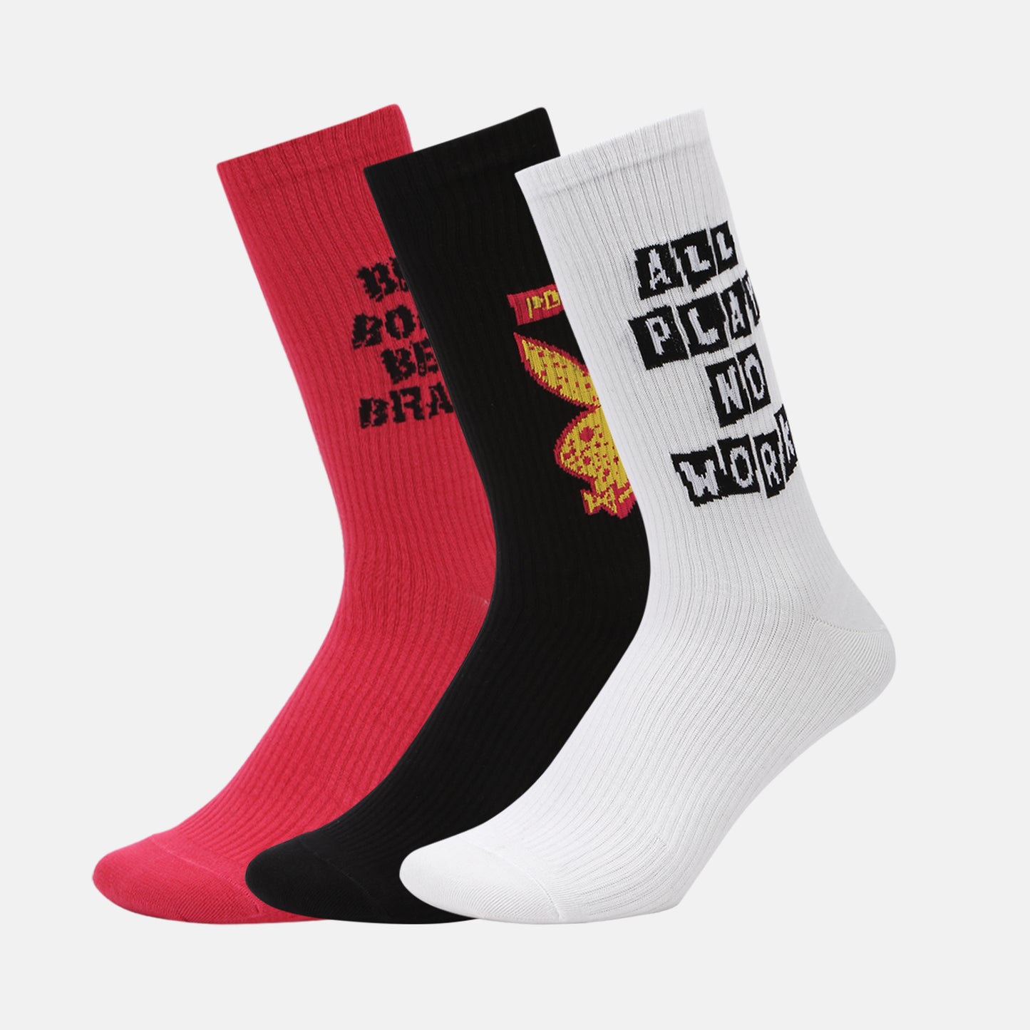 Men’s Playboy Themed Ribbed Crew Socks