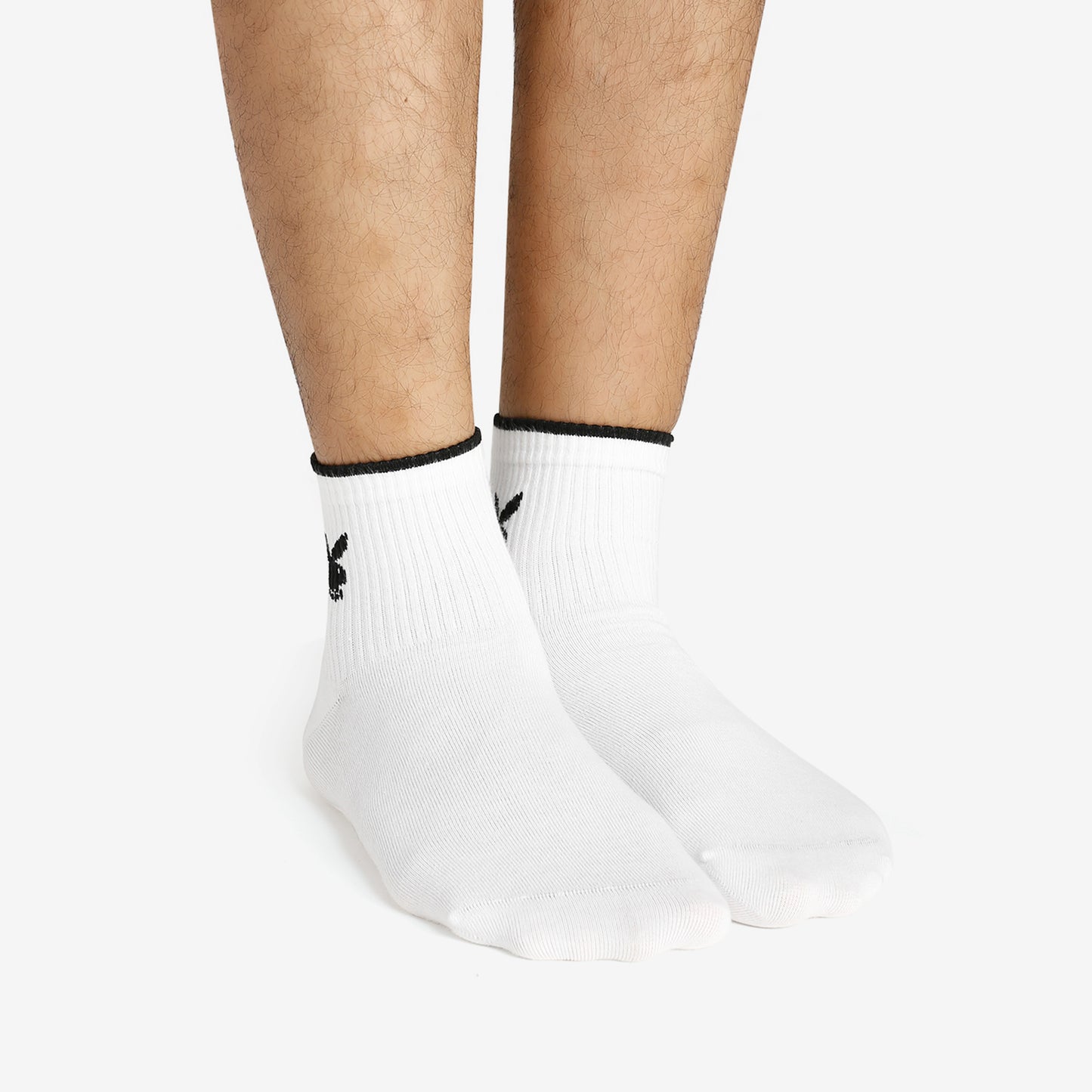 Men’s Playboy White High Ankle Socks