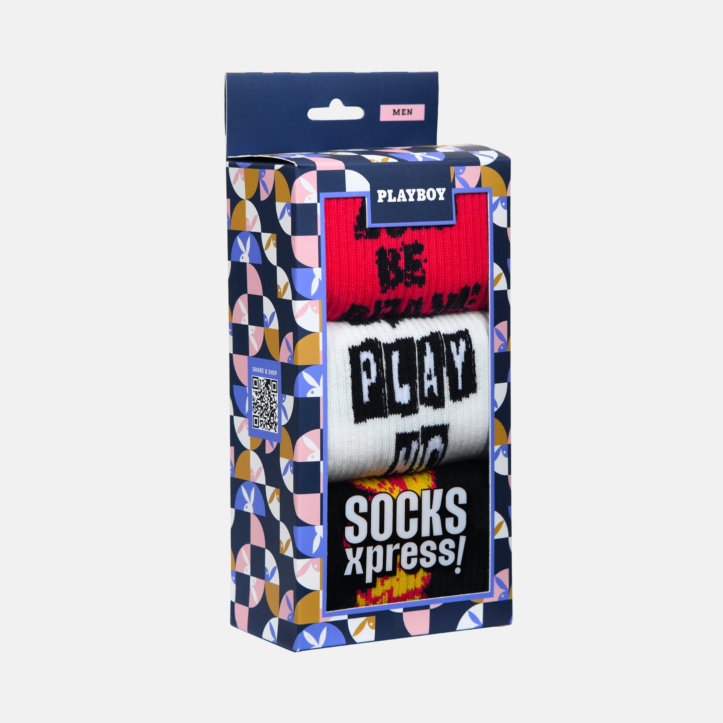 Men’s Playboy Themed Ribbed Crew Socks