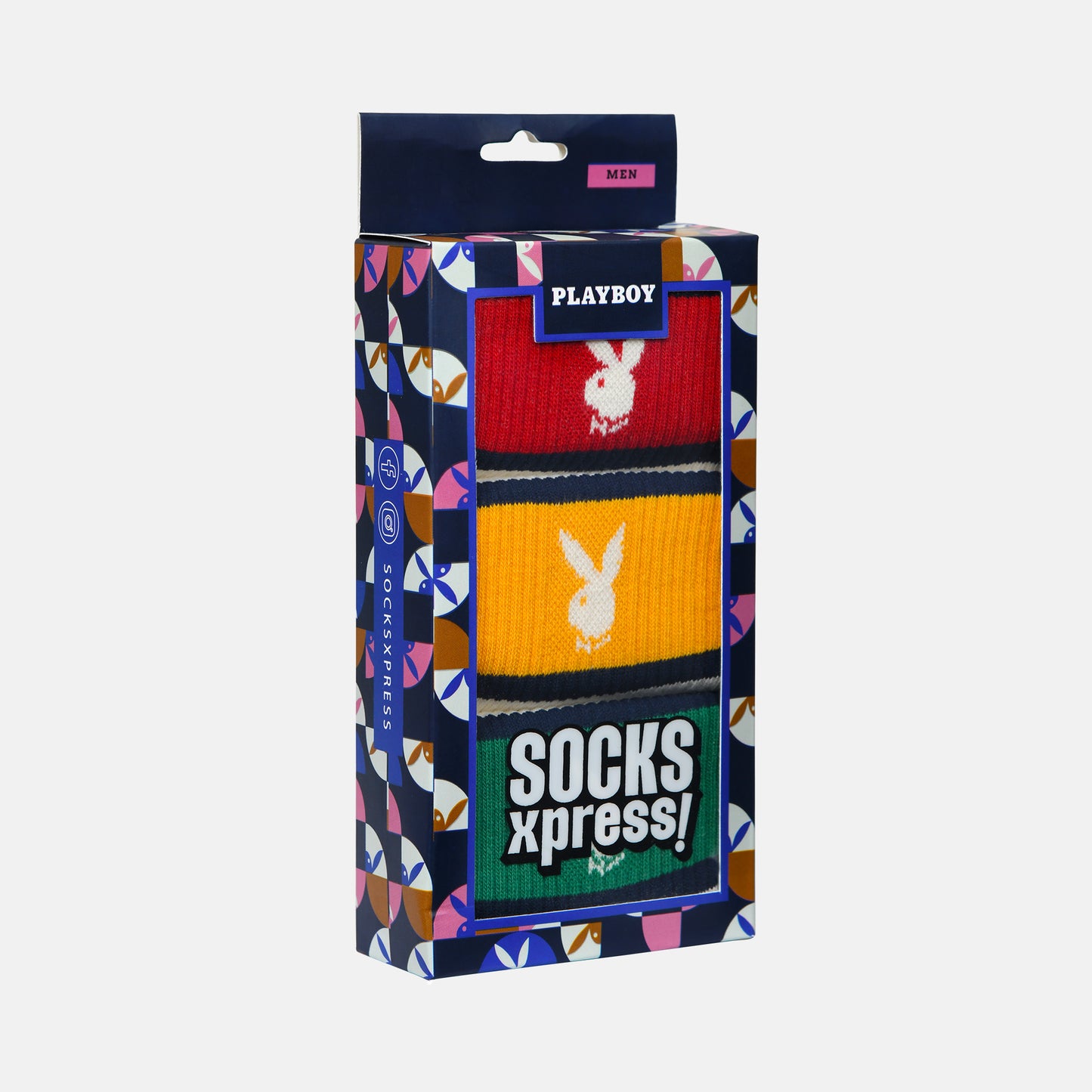 Men’s Playboy Themed Ribbed High Ankle Socks