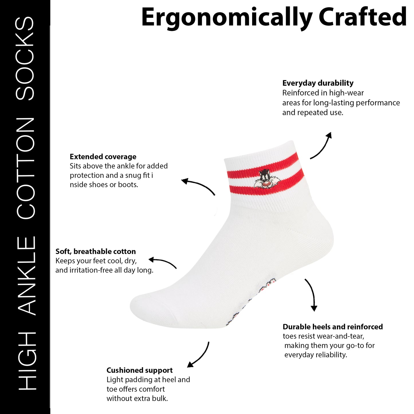 Women’s Looney Tunes Cartoon High Ankle Socks