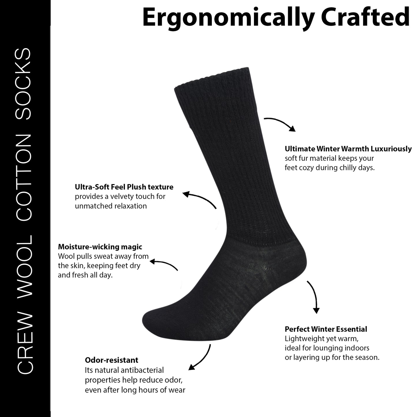 Women’s Solid Woollen Toe Socks