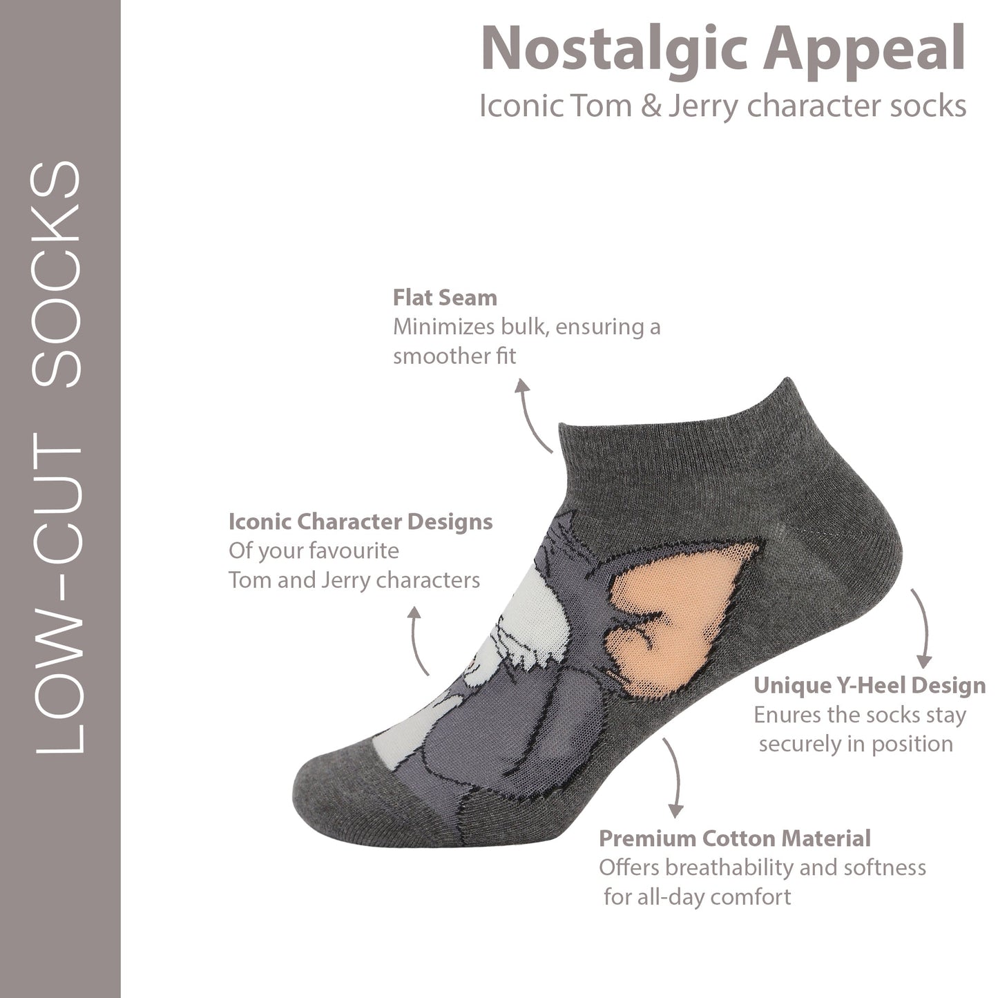 Women’s Tom & Jerry Cartoon Themed Lowcut Socks