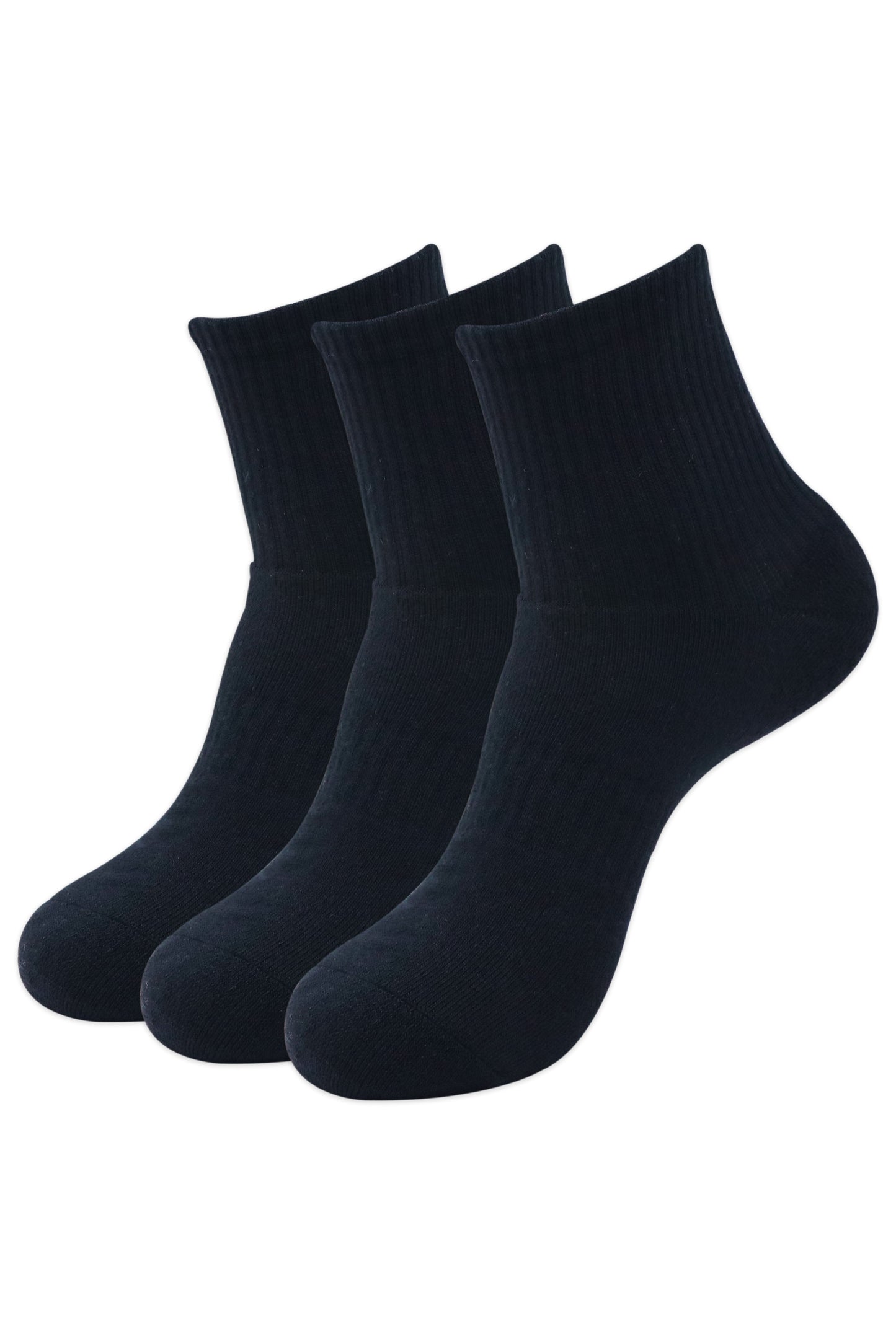Balenzia Men's Full Cushioned Terry/Towel Ankle Sports Socks, Gym Socks- Black (Pack of 3/1U) - Balenzia