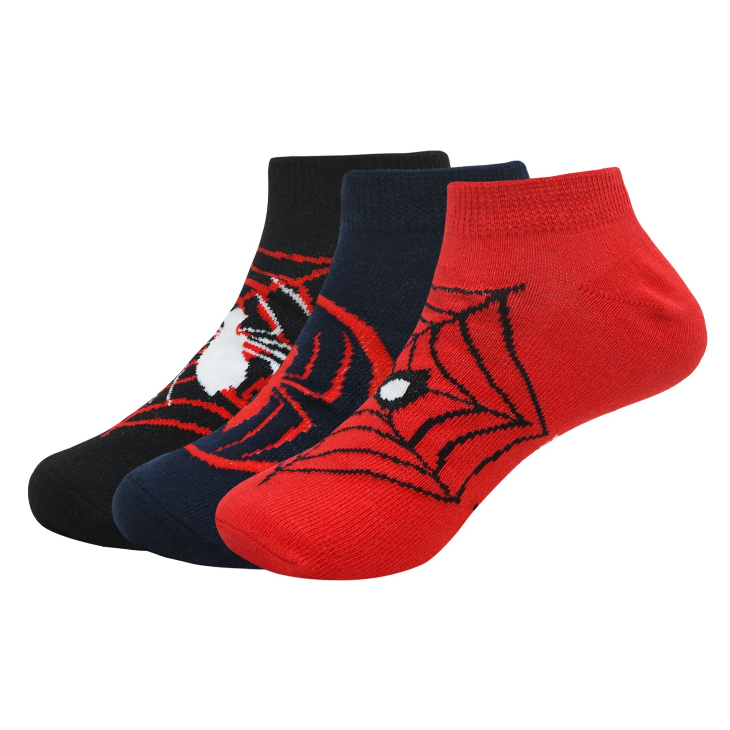 Balenzia x Marvel Anti- Skid Lowcut socks for Kids- Spiderman (Pack of 3 Pairs/1U) (Red, Navy, Blue) - Balenzia