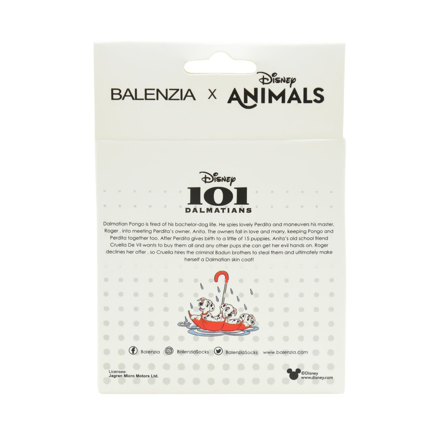 Balenzia x Disney Character Cushioned Ankle socks for women-101 Dalmations (Pack of 1 Pair/1U)-White - Balenzia