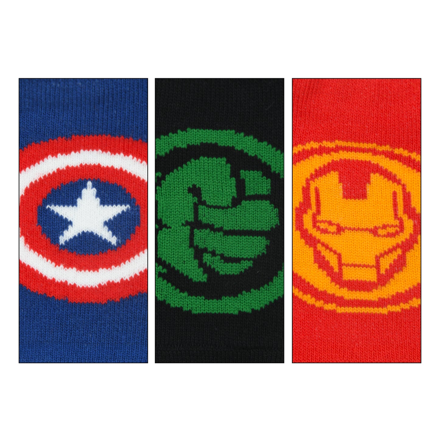 Balenzia x Marvel Anti-Skid Lowcut socks for Kids- Iron Man, Hulk, Captain America (Black, Red, Blue) (Pack of 3 Pairs/1U) - Balenzia