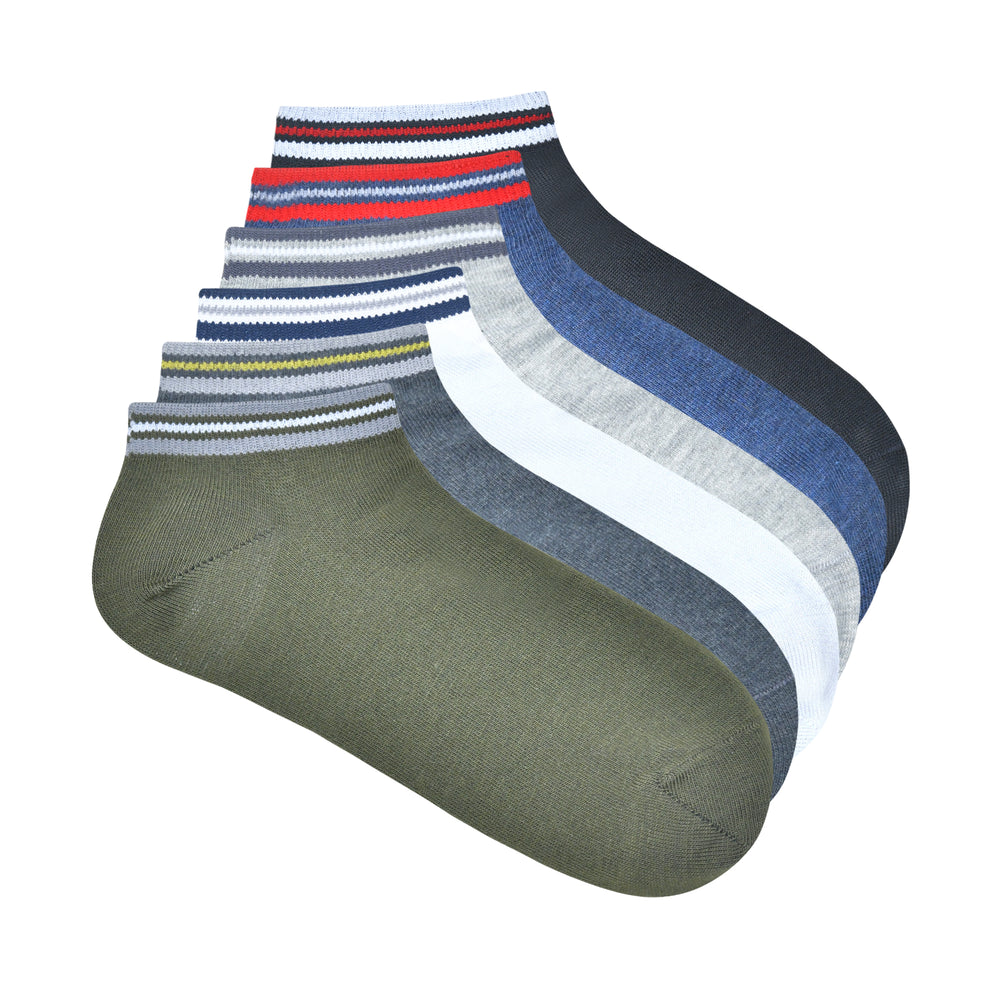 Balenzia Men's Lowcut Ankle socks- Pack of 6 (Assorted)