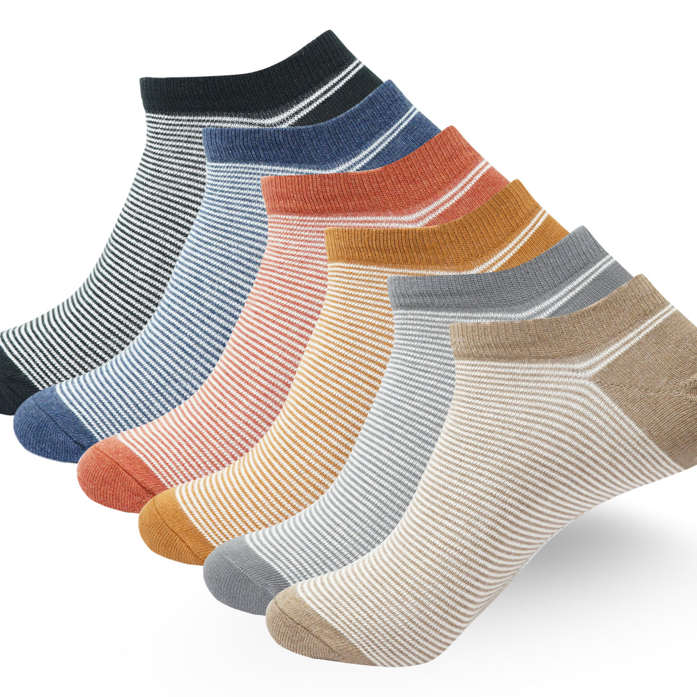 Men Striped Lowcut Ankle socks- Multicolor (6 Pair)