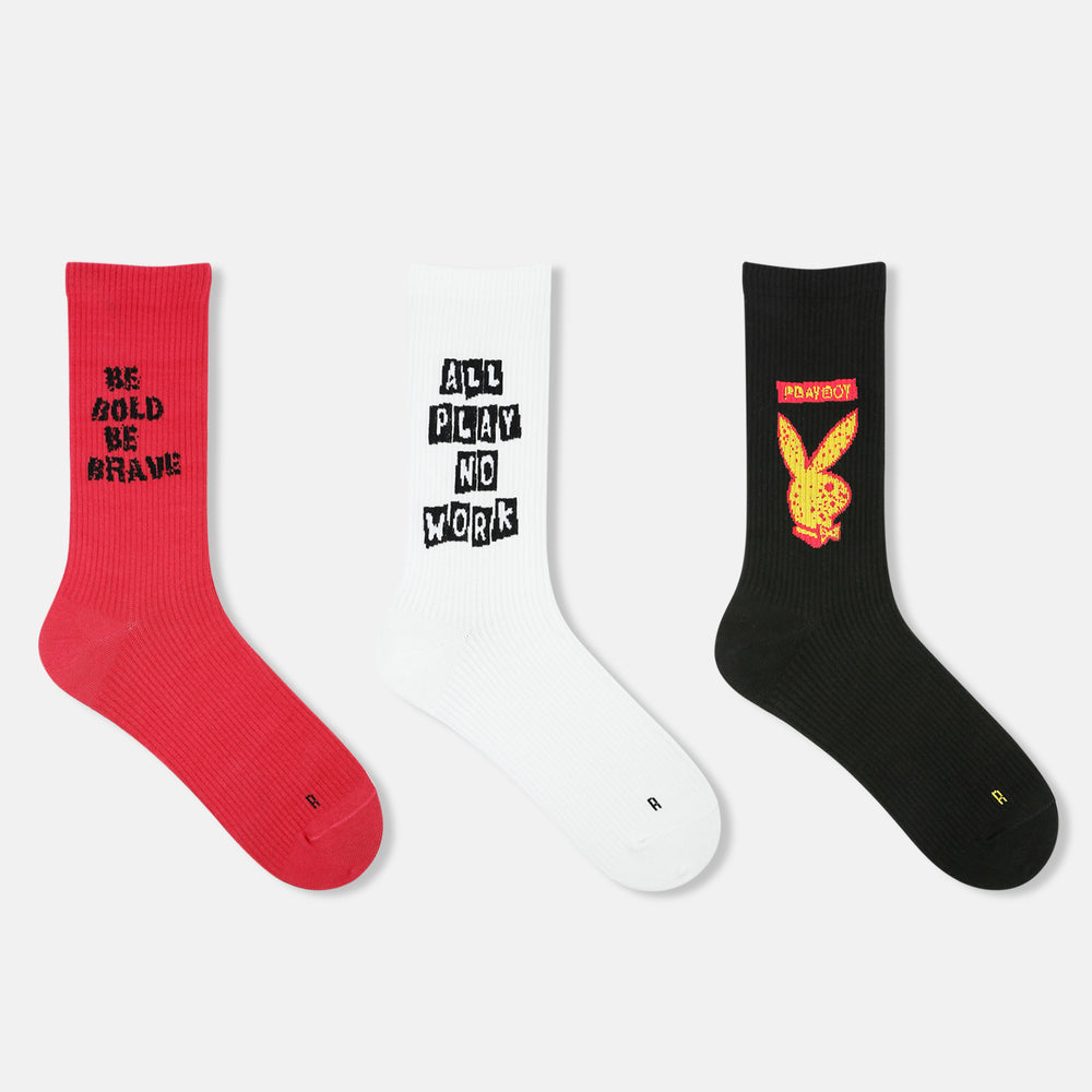 Men’s Playboy Themed Ribbed Crew Socks - Fun Collection