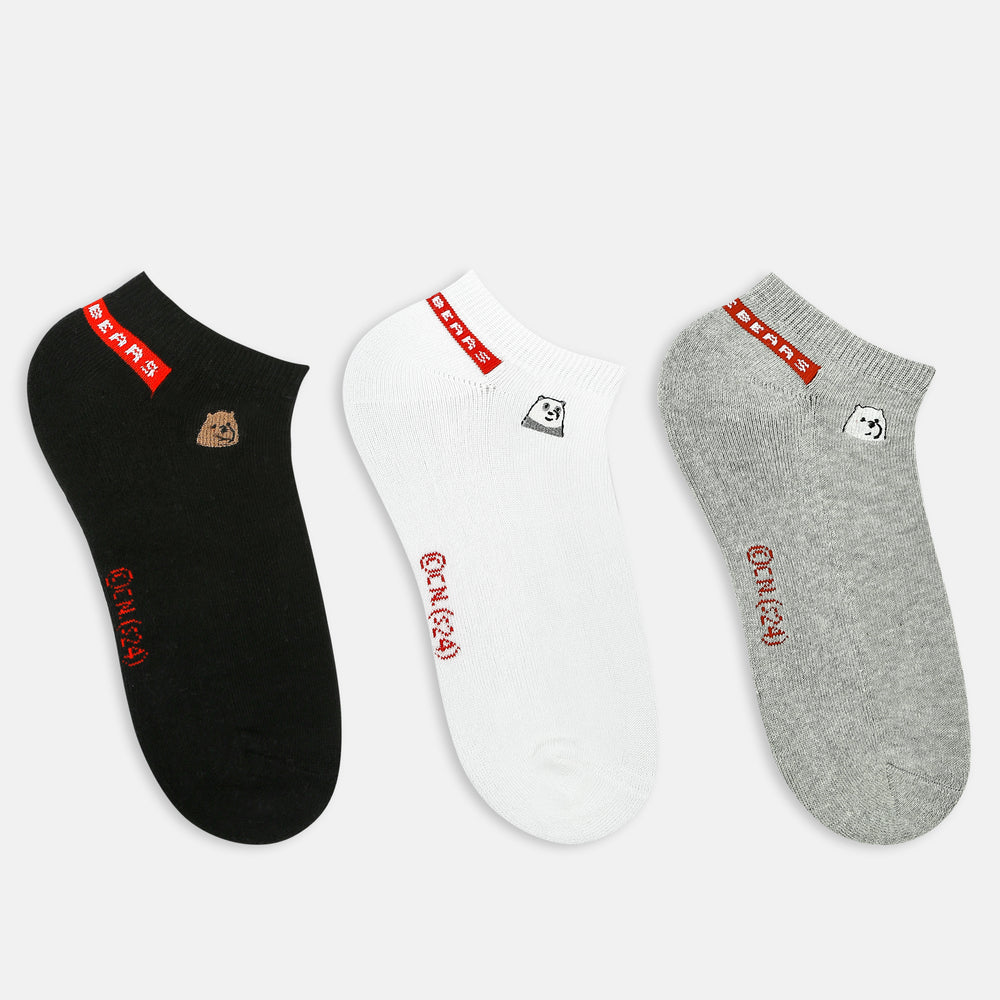 We Bare Bears Themed Embroidered Ankle Socks For Women