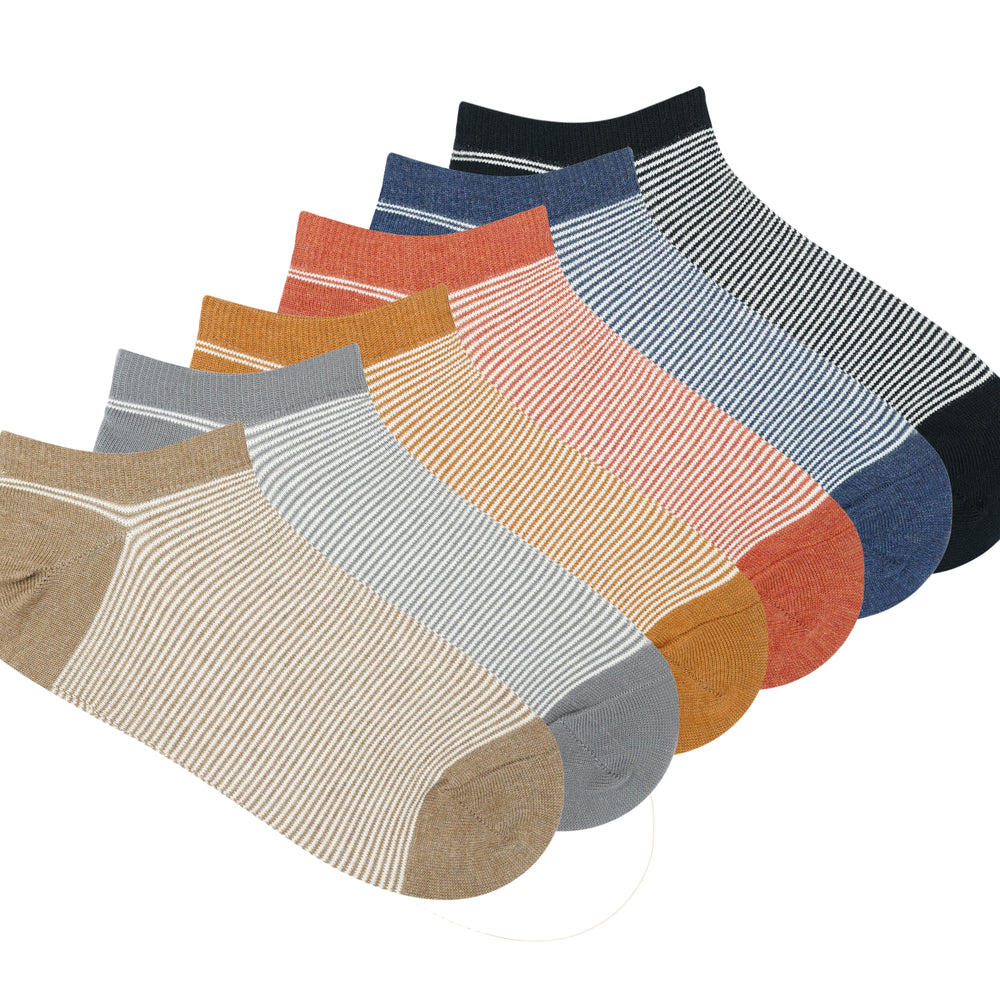 Men Striped Lowcut Ankle socks- Multicolor (6 Pair)