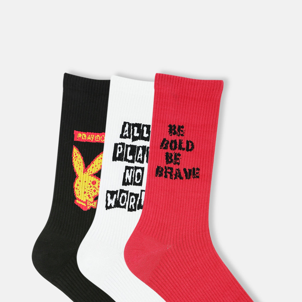 
                      
                        Men’s Playboy Themed Ribbed Crew Socks - Fun Collection
                      
                    