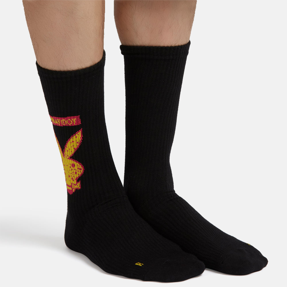 
                      
                        Men’s Playboy Themed Ribbed Crew Socks - Fun Collection
                      
                    