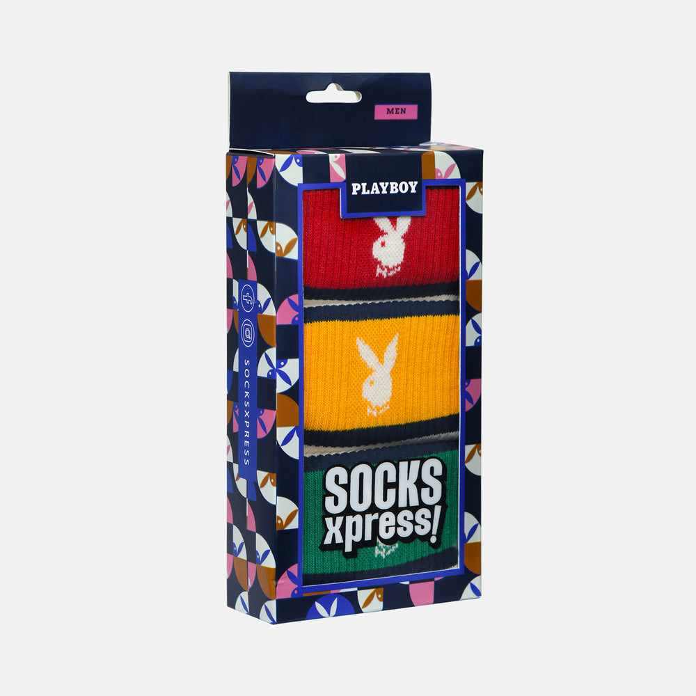 
                      
                        Men’s Playboy Themed Ribbed High Ankle Socks
                      
                    