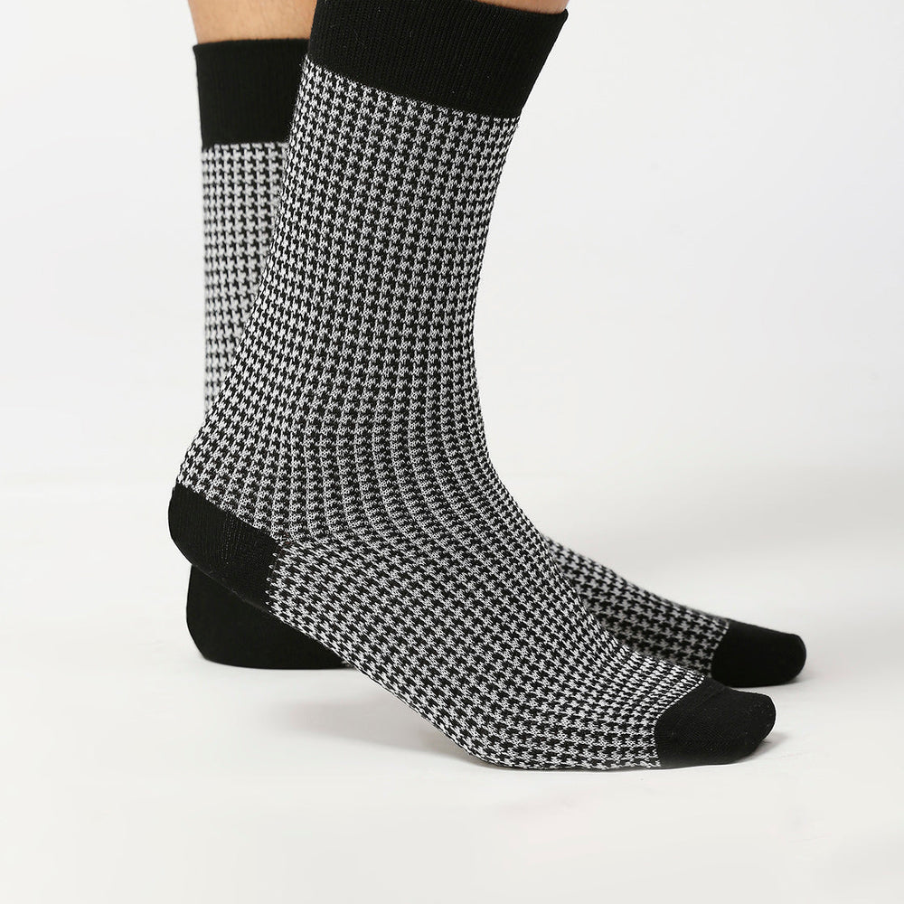 
                      
                        Men’s Luxury Houndstooth & Herringbone Crew Socks | Black | Pack of 2
                      
                    