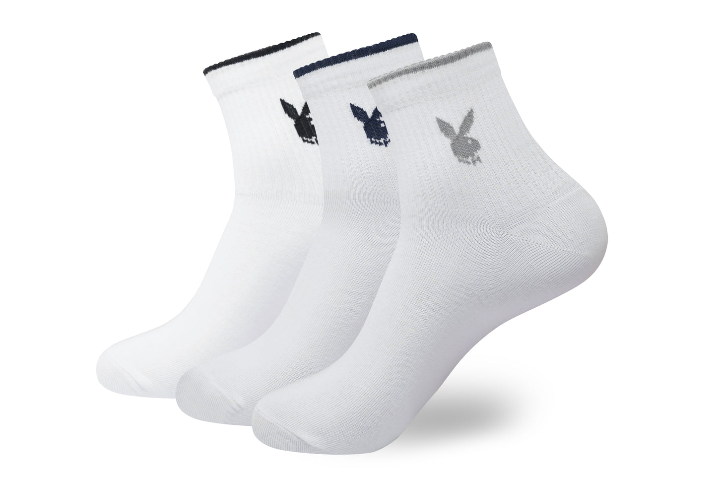 BALENZIA Men's Playboy White High Ankle Socks | 3-Pack | Free Size