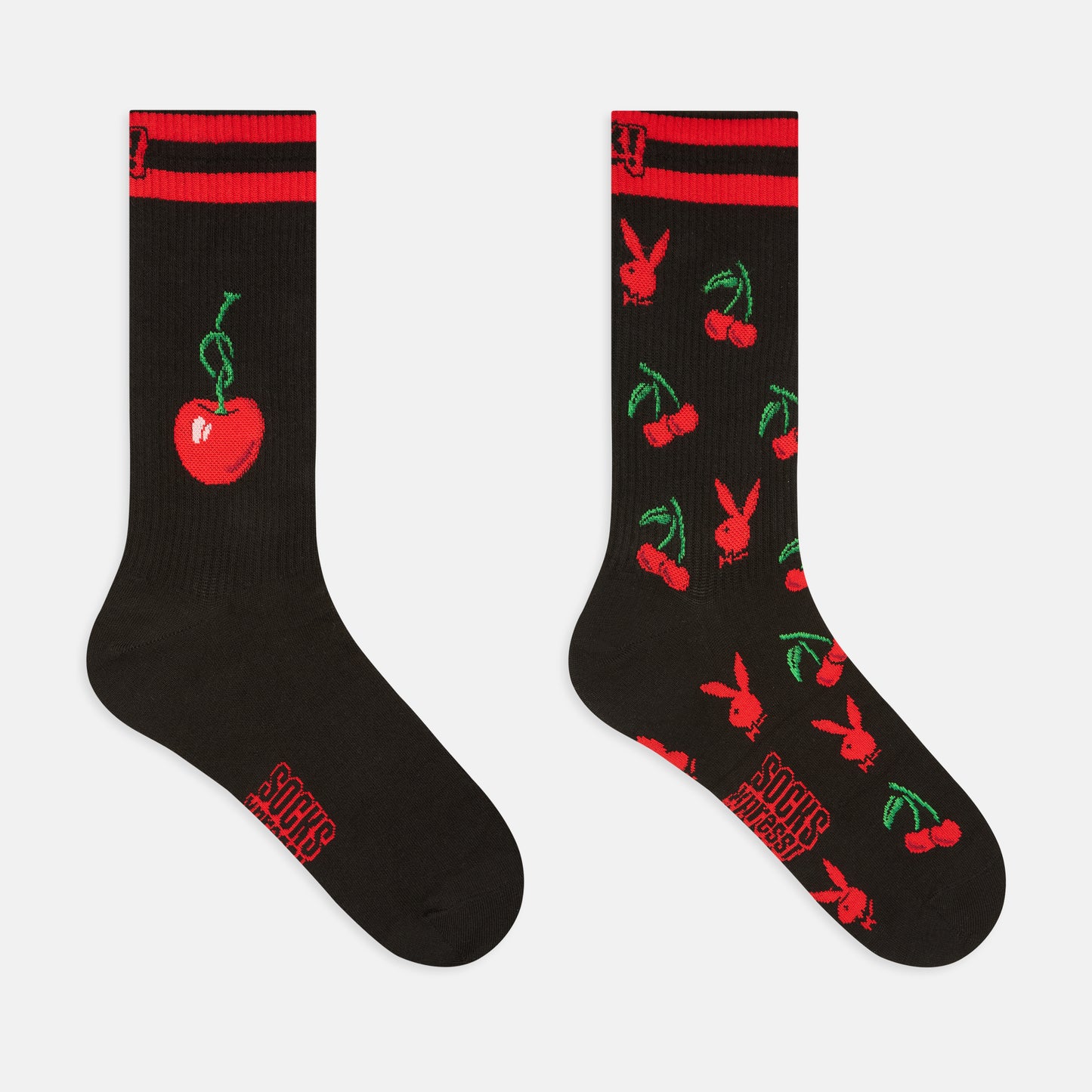 Men's Playboy Cherry Themed Crew Socks