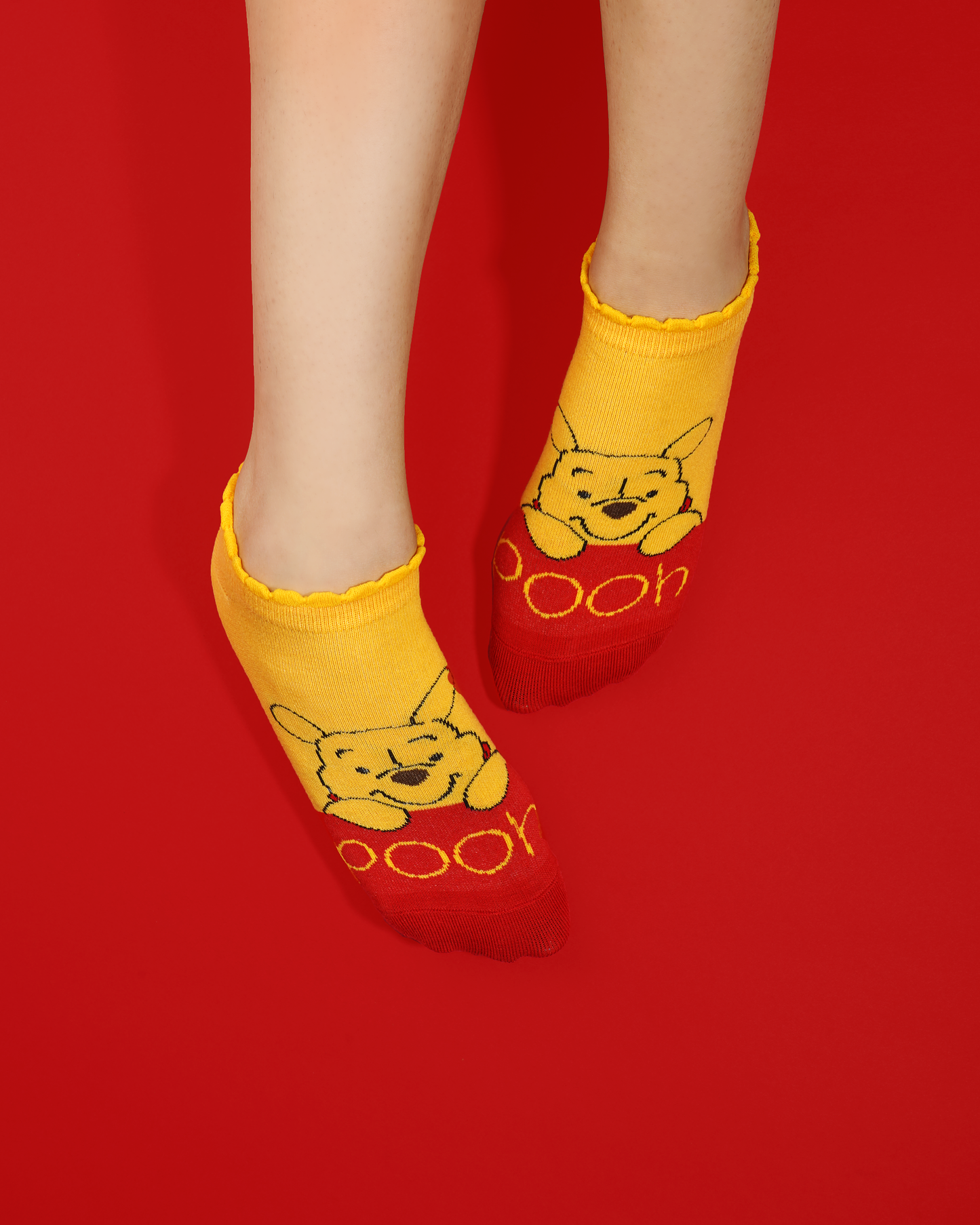 Balenzia x Disney Winnie the Pooh Lowcut socks for Women-Pooh,Piglet,Eeyore (Pack of 3 Pairs/1U)(Free Size) Yellow, Pink, Blue