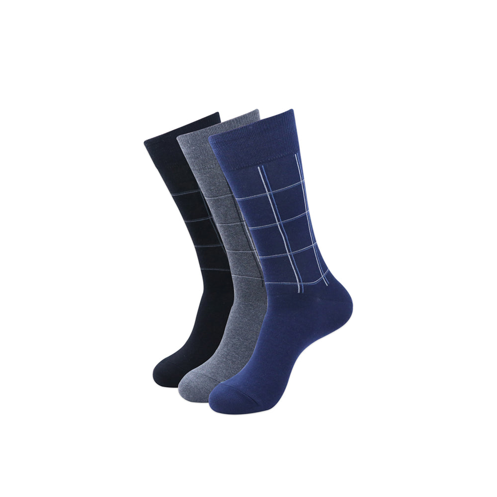 Balenzia Men's Checks Calf Length/Crew Length Cotton Socks - (Multicolored)(Pack of 3 Pairs/1U) - Balenzia