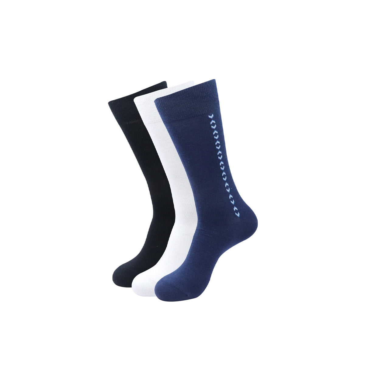 Balenzia Men's Motif Cotton Crew Socks- (Pack of 3 Pairs/1U)(Black,White,Navy) - Balenzia