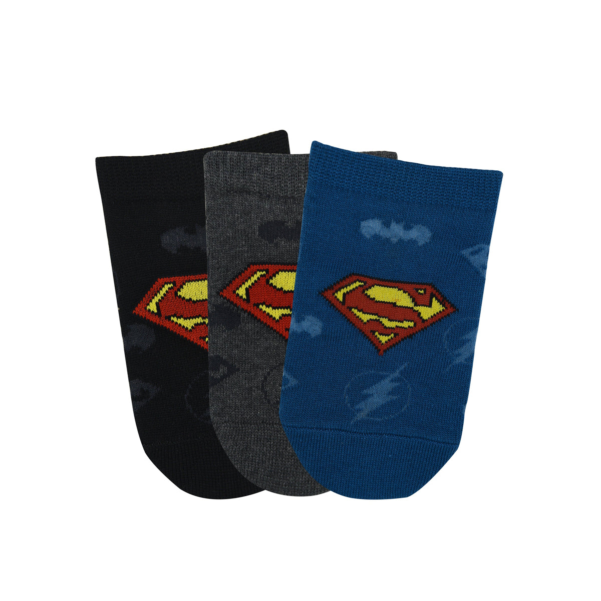 Justice League By Balenzia Low Cut Socks for Kids (Pack of 3 Pairs/1U)(7-9 YEARS) - Balenzia