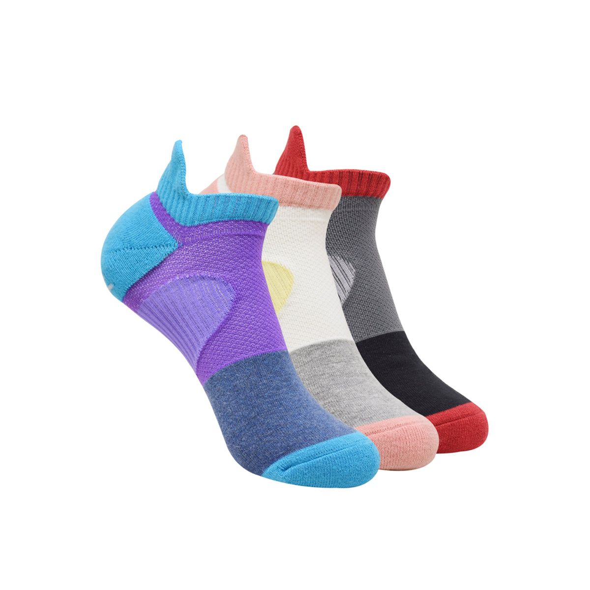 Balenzia Women's low cut skid proof, gym socks with mesh knit- Grey, Blue, Black-(Pack of 3 Pairs/1U) - Balenzia