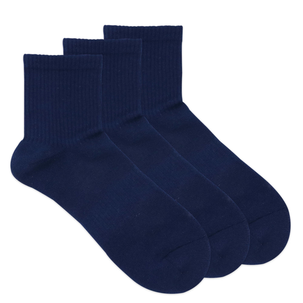 Balenzia Men's Full Cushioned Terry/Towel Ankle Sports Socks, Gym Socks- Navy (Pack of 3/1U) - Balenzia