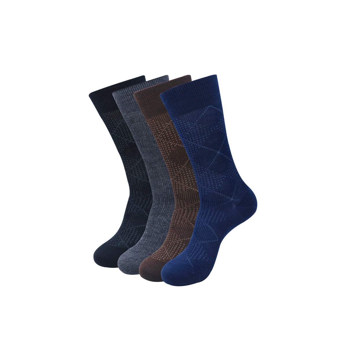 Balenzia Men's Woollen Bold Brick style Crew Socks-Black, Navy, D.Grey,Brown- (Pack of 4 Pairs/1U) - Balenzia