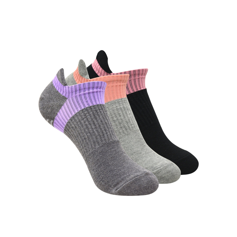 Balenzia Women's low cut, anti-skid gym socks with mesh knit- Black, Light Grey, Dark Grey-(Pack of 3 Pairs/1U) - Balenzia