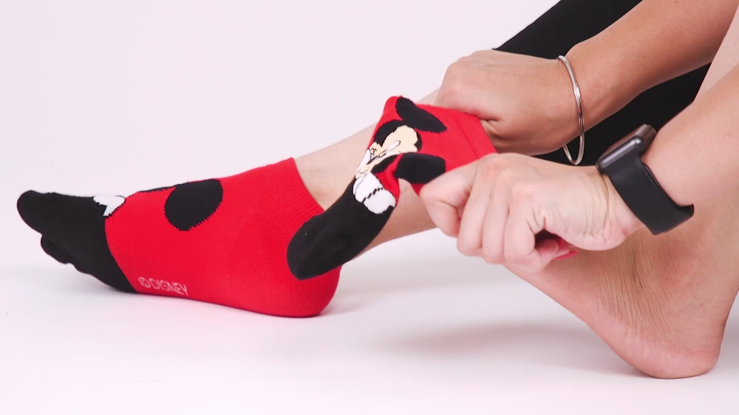 Balenzia x Disney Character Lowcut socks for Women- Mickey & Minnie (Pack of 2 Pairs/1U)(Free Size) Red, Pink