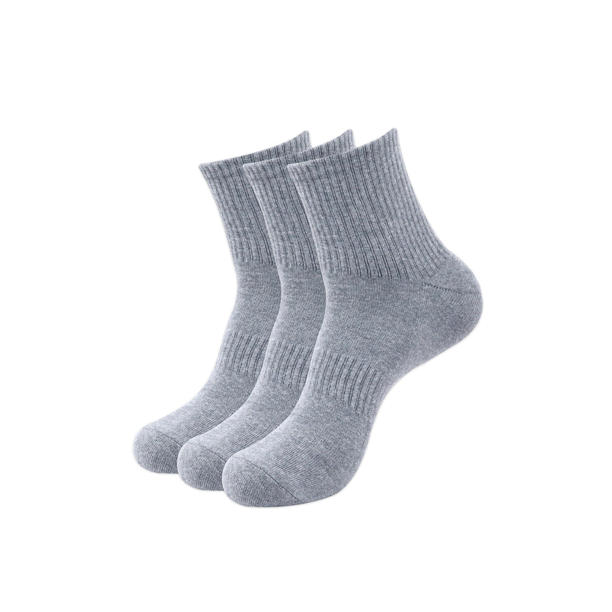 Balenzia Men's Full Cushioned Terry/Towel Ankle Sports Socks, Gym Socks- Light Grey (Pack of 3 Pairs/1U) - Balenzia