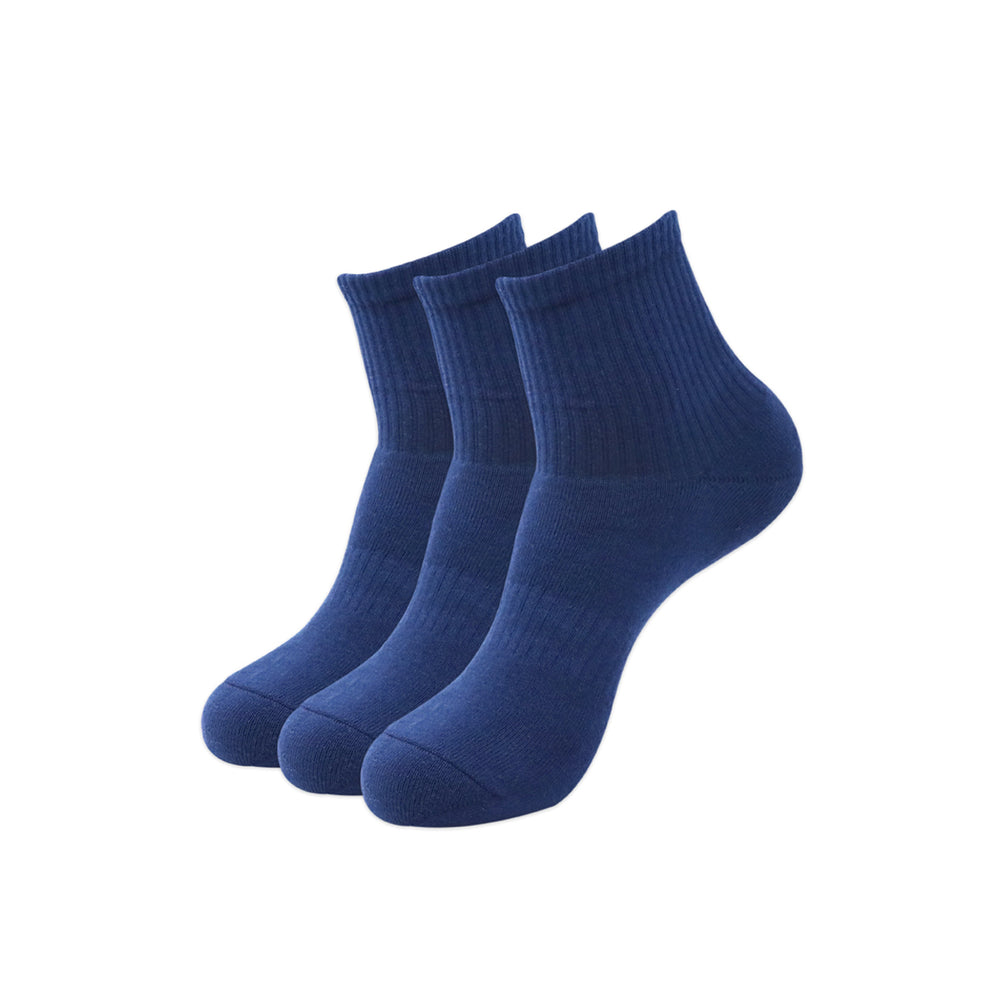 Balenzia Men's Full Cushioned Terry/Towel Ankle Sports Socks, Gym Socks- Navy (Pack of 3/1U) - Balenzia