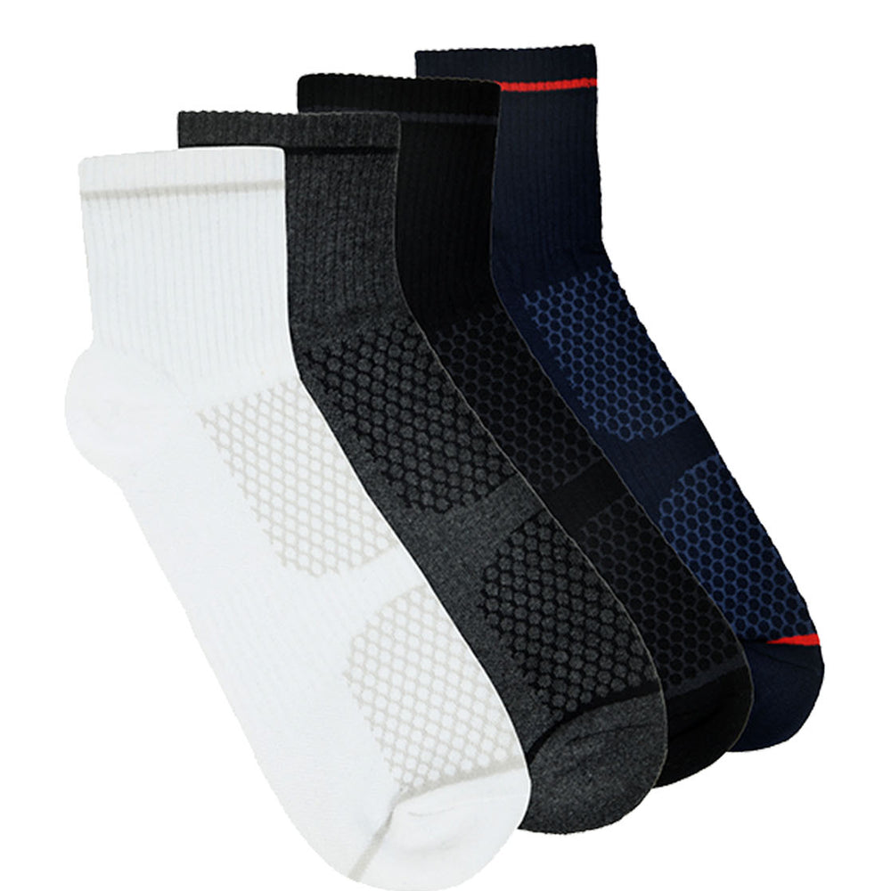 Balenzia Men’s Cushioned High Ankle Sports Socks (Free size) Pack of 4 Pairs/1U (multi colour) Terry/Towel Ankle Socks for Men - Balenzia