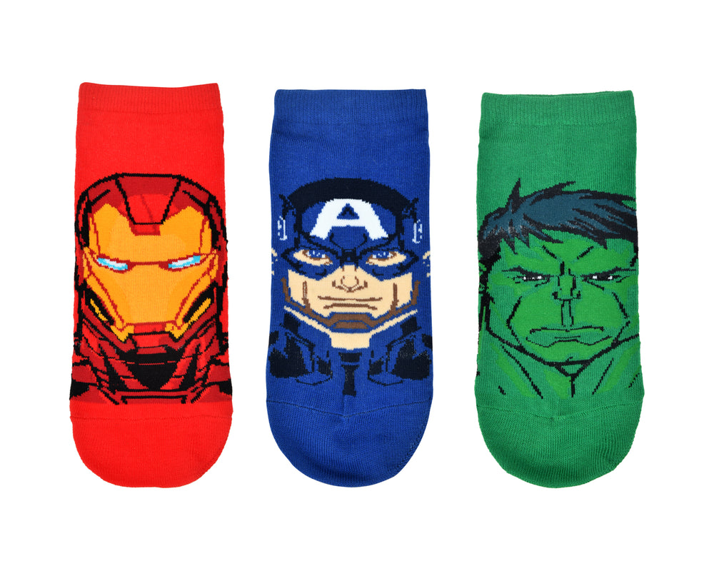 Balenzia X Marvel Character Iron Man,Captain America & Hulk Themed Ankle Length Socks for Men-(Pack of 3 Pairs/1U)(Free Size)Blue,Red,Green - Balenzia