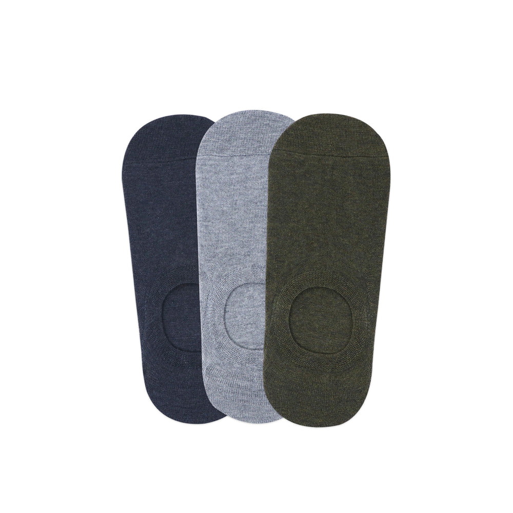 Balenzia Men's Cotton Sneaker Socks with Anti-Slip Silicon System- (Pack of 3 Pairs/1U) (D.Grey,Olive,L.Grey) - Balenzia