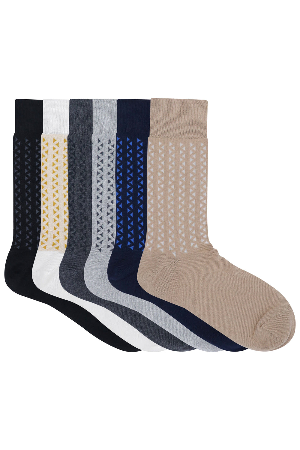 Balenzia Men's Cotton Crew/Calf length socks-(Pack of 6 Pairs/1U) (Black,White,Navy,L.Grey,D.Grey,Beige) - Balenzia