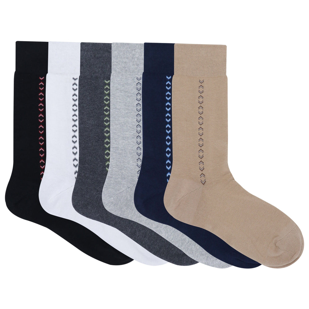 
                      
                        Balenzia Men's Motif Cotton Crew Socks- (Pack of 6 Pairs/1U) (Black,Beige,Navy,D.Grey,L.Grey,White) - Balenzia
                      
                    
