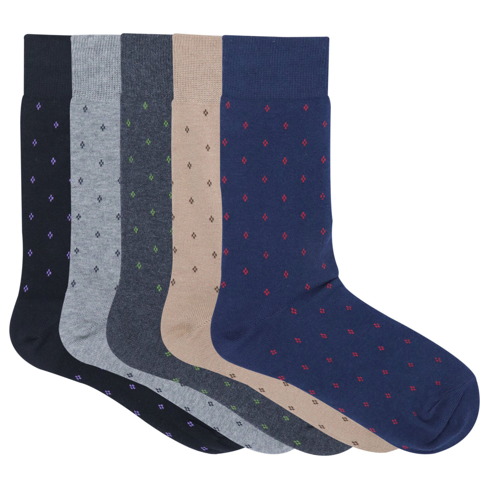 Balenzia Men's Polka Pattern Cotton Crew length socks-(Pack of 5 Pairs/1U)-(Multicolour) - Balenzia