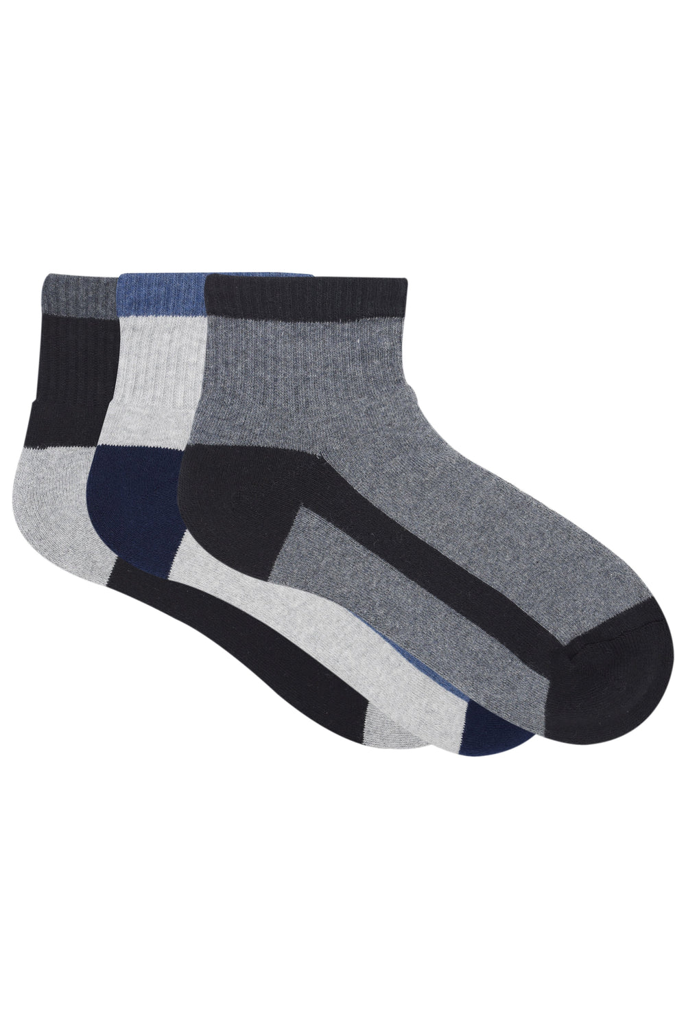 Balenzia Men Cushioned High Ankle socks - Dark Grey, Light Grey,Black -(Pack of 3 Pairs/1U)- Sports Socks - Balenzia