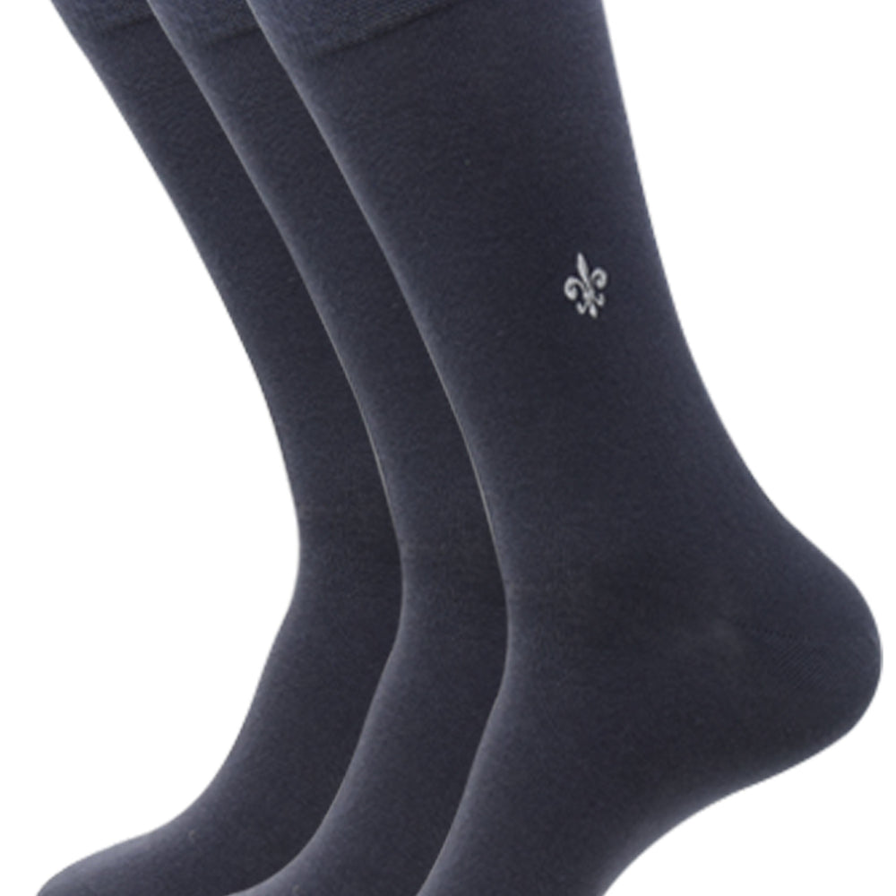 Balenzia Men’s Formal Organic Cotton Socks- Dark Grey- (Pack of 3 Pairs/1U) - Balenzia