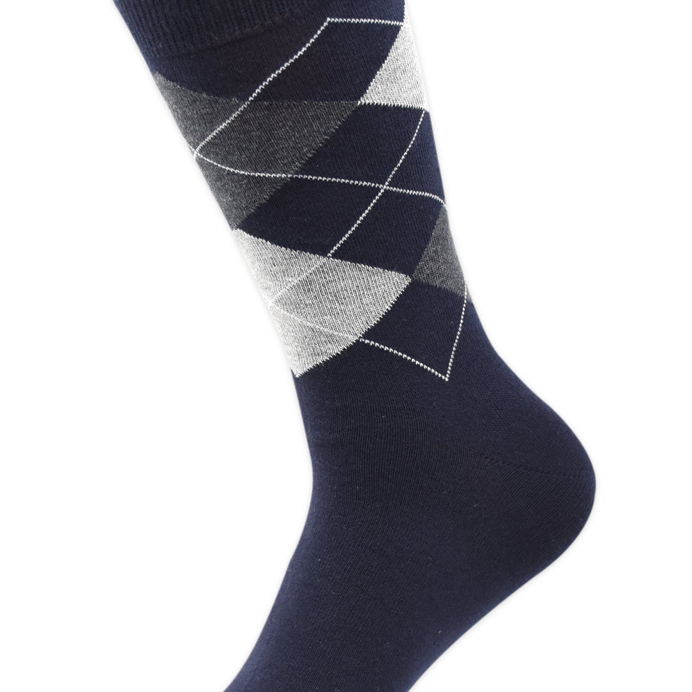 Balenzia Men's Classic Argyle Socks- (Pack of 3 Pairs/1U) (Black,White,Navy) - Balenzia