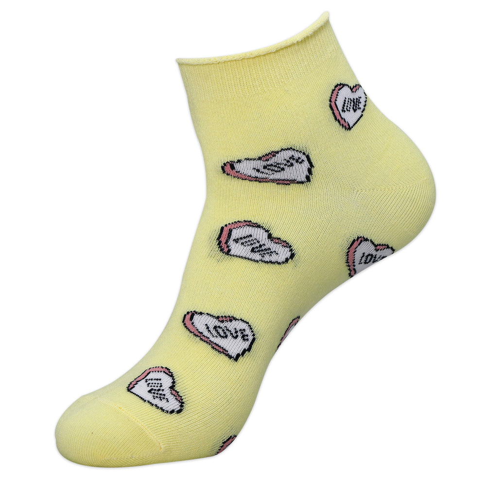 
                      
                        Balenzia Women Combed Cotton Ankle Length Love Socks (Free Size)(Pack of 3/1U)- Green,Yellow,Pink - Balenzia
                      
                    