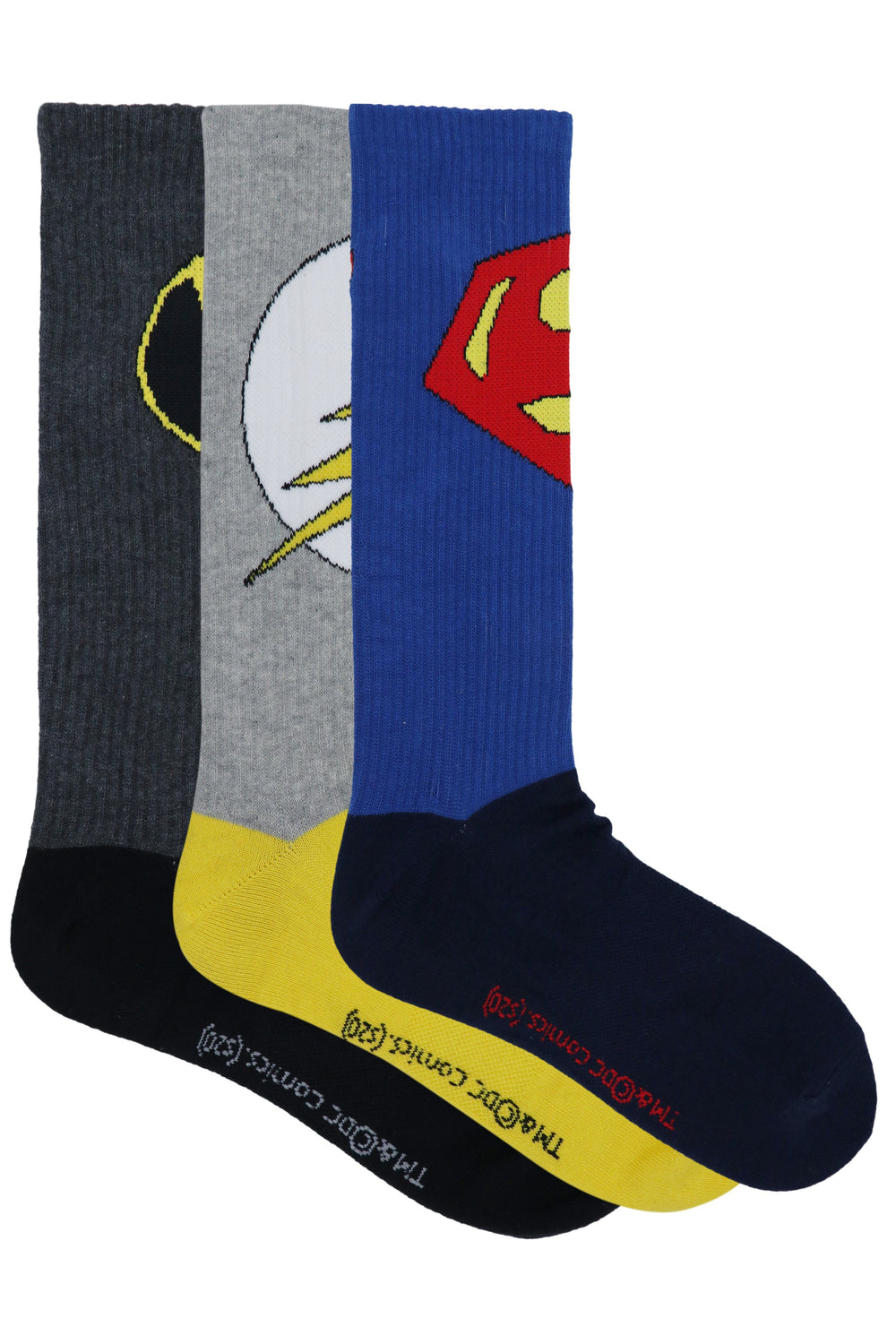 Justice League Men's Sports Socks - Superman, Batman, Flash - (Pack of 3 Pairs/1U) - Balenzia