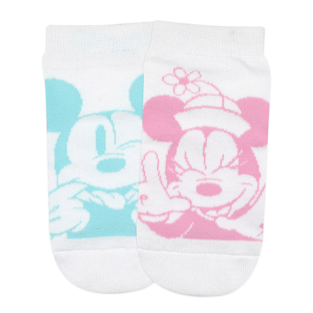 Balenzia x Disney Mickey & Minnie Lowcut Socks for Women (Pack of 2 Pairs/1U)(Free Size) White - Balenzia