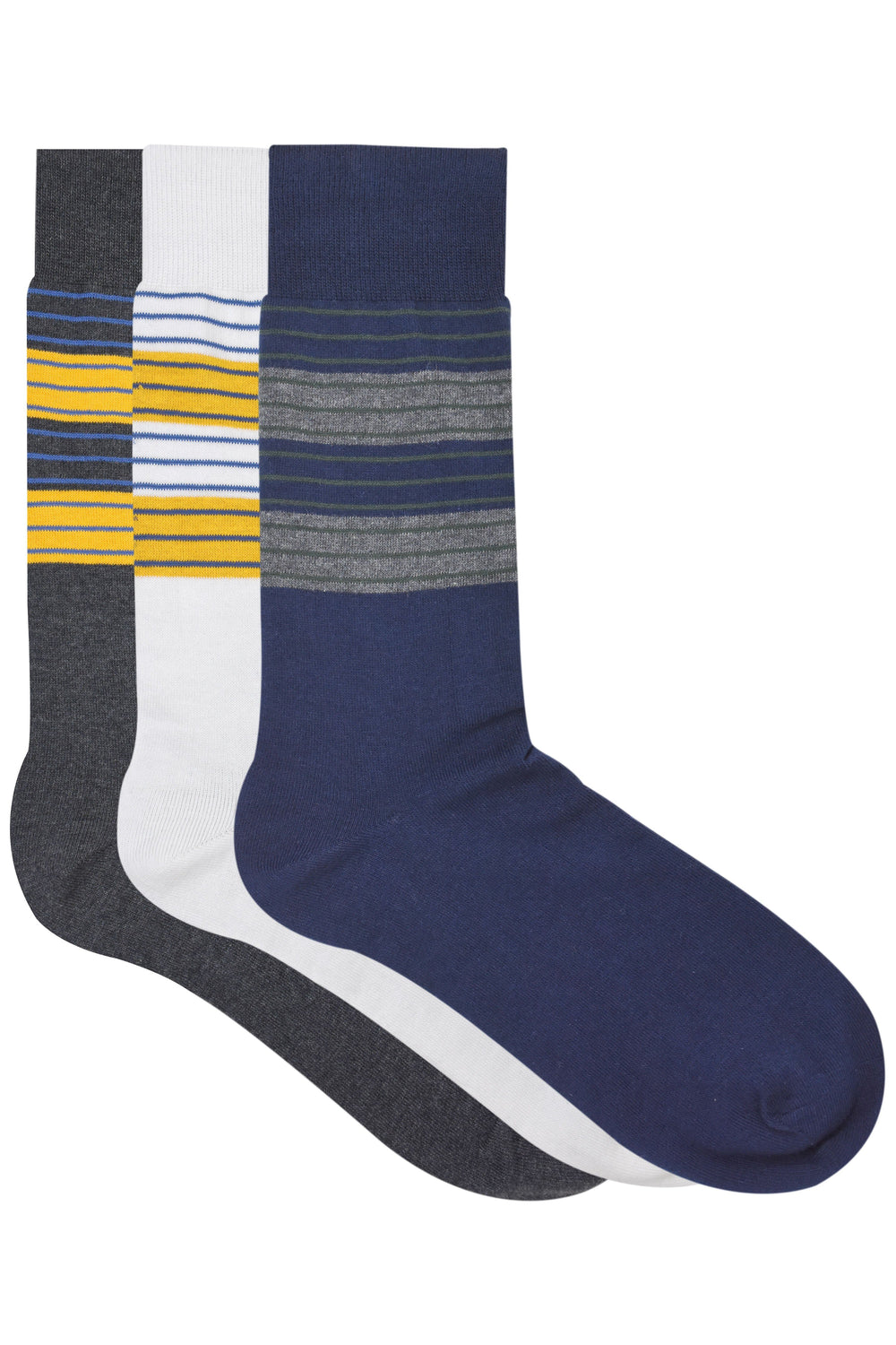 Balenzia Men's Striped Cotton Crew Socks-3 Pair Pack - Balenzia