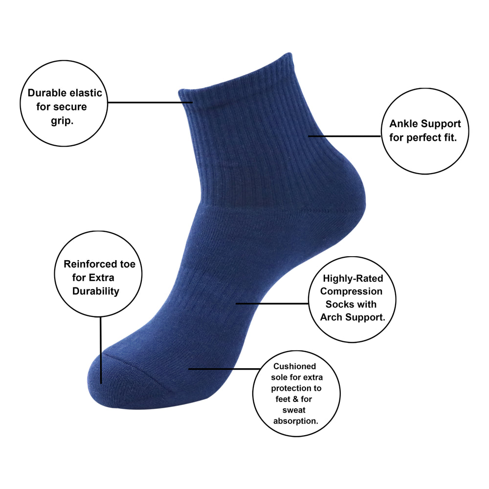 
                      
                        Balenzia Men's Full Cushioned Terry/Towel Ankle Sports Socks, Gym Socks- Navy (Pack of 3/1U) - Balenzia
                      
                    