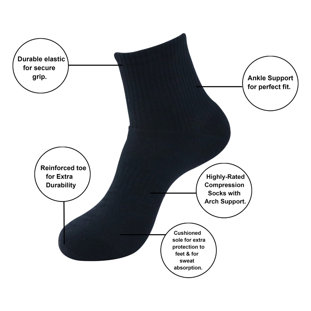 
                      
                        Balenzia Men's Full Cushioned Terry/Towel Ankle Sports Socks, Gym Socks- Black (Pack of 3/1U) - Balenzia
                      
                    