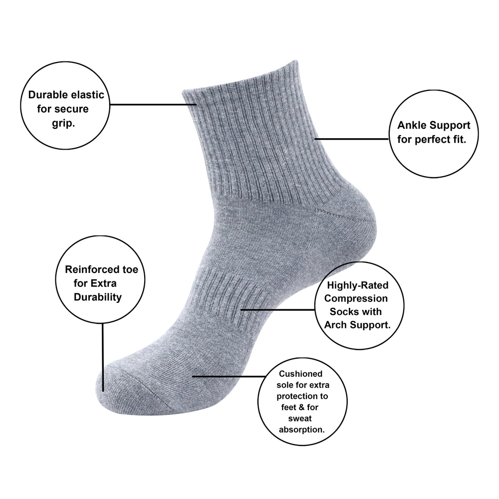 
                      
                        Balenzia Men's Full Cushioned Terry/Towel Ankle Sports Socks, Gym Socks- Light Grey (Pack of 3 Pairs/1U) - Balenzia
                      
                    